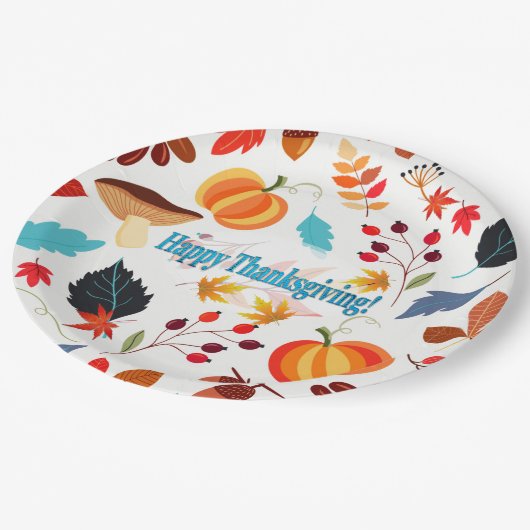 Farbenfrohe Herbstkonzeption Pappteller (Schrägansicht)