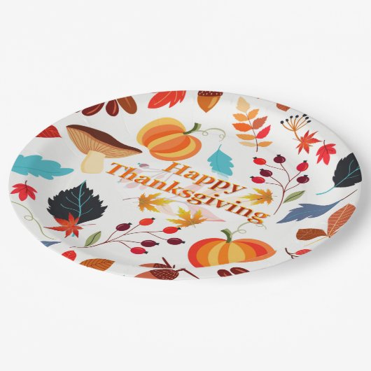 Farbenfrohe Herbstkonzeption Pappteller (Schrägansicht)