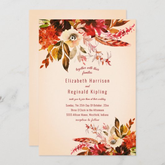 Farbenfrohe Herbstkulisse Einladung (Vorne/Hinten)