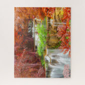 Farbenfrohe Herbstkulisse Seepromenade Puzzle (Vertikal)