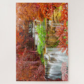 Farbenfrohe Herbstkulisse Seepromenade Puzzle (Vertikal)