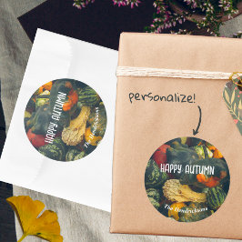 Farbenfrohe Herbstkurz und Kürbis Runder Aufkleber