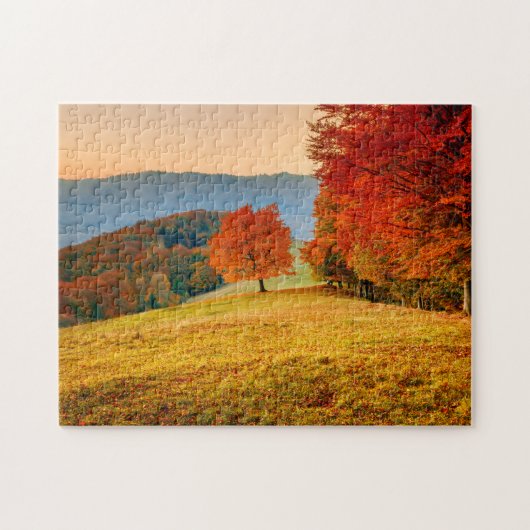Farbenfrohe Herbstlandschaft Bäume Puzzle (Horizontal)