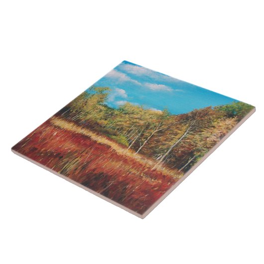 Farbenfrohe Herbstlandschaft Malerei Fliese (Seite)