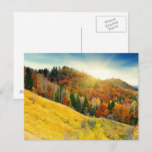 Farbenfrohe Herbstlandschaft Postkarte (Vorne/Hinten)