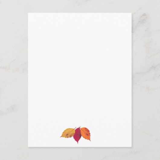 Farbenfrohe Herbstlaub Hochzeitgastdetails Begleitkarte (Rückseite)