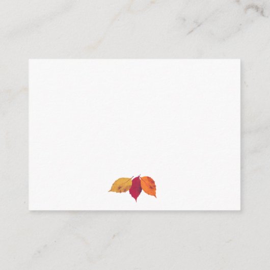 Farbenfrohe Herbstlaub Hochzeitgastdetails Begleitkarte (Rückseite)