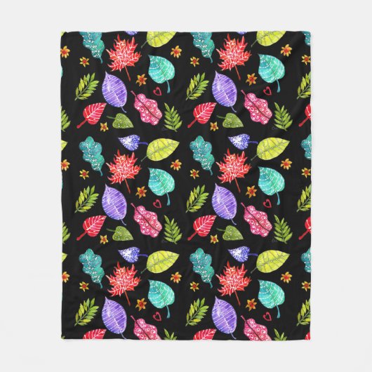 Farbenfrohe Herbstlaub-Muster im Herbst Fleecedecke (Vorderseite)