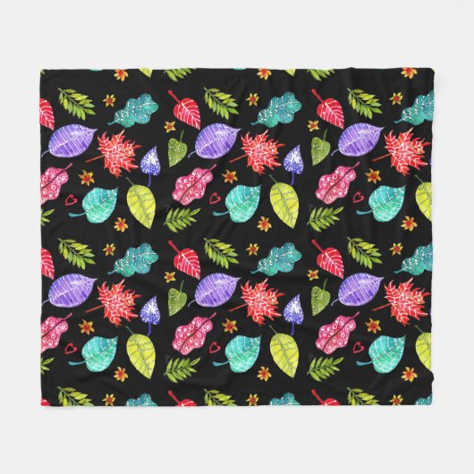Farbenfrohe Herbstlaub-Muster im Herbst Fleecedecke (Vorderseite (Horizontal))
