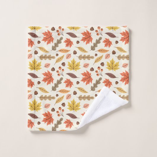 Farbenfrohe Herbstleaf-Fallmuster Badhandtuch Set (Waschlappen)