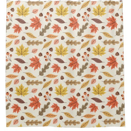 Farbenfrohe Herbstleaf-Fallmuster Duschvorhang (Vorderseite)
