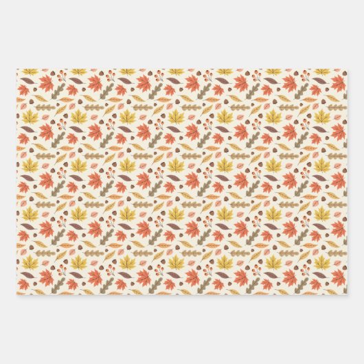 Farbenfrohe Herbstleaf-Fallmuster Geschenkpapier Set (Vorderseite)