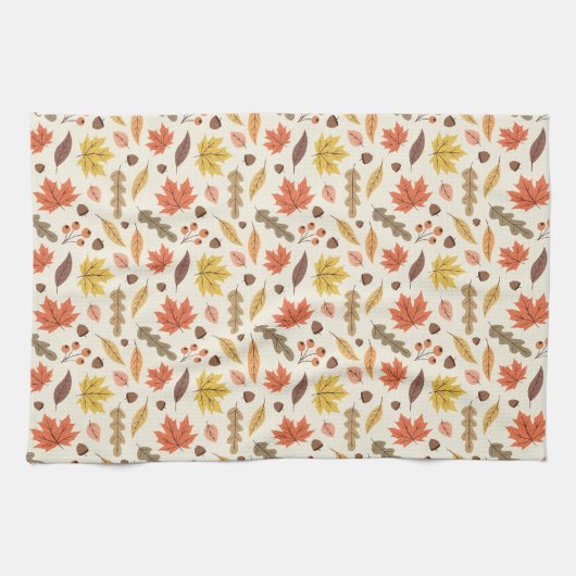 Farbenfrohe Herbstleaf-Fallmuster Geschirrtuch (Horizontal)