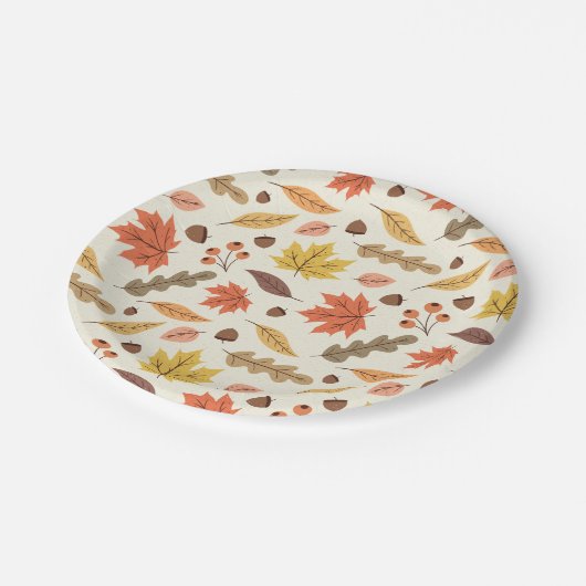 Farbenfrohe Herbstleaf-Fallmuster Pappteller (Schrägansicht)