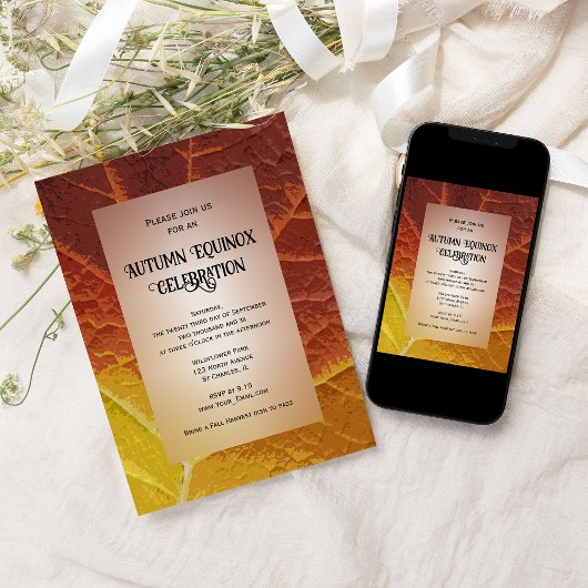 Farbenfrohe Herbstleaf - Feier der Äquinoktium Einladung
