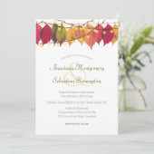 farbenfrohe Herbstleaf Streichellichtfeier Einladung (Stehend Vorderseite)