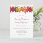 farbenfrohe Herbstleaf Streichellichtfeier Einladung (Stehend Vorderseite)