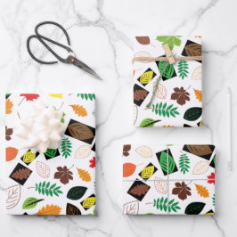Farbenfrohe Herbstleaves Muster Geschenkpapier Set