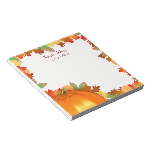 Farbenfrohe Herbstleaves Pumpkin - Name Notepad Notizblock (angewinkelt)