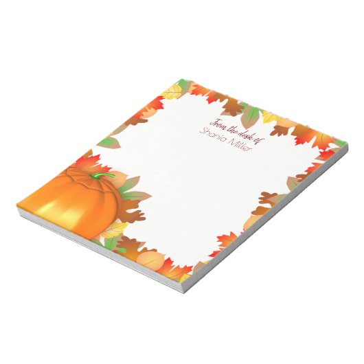 Farbenfrohe Herbstleaves Pumpkin - Name Notepad Notizblock (Rotiert)