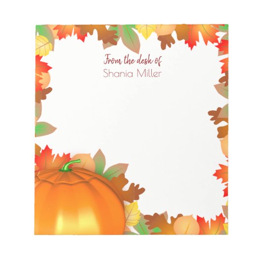 Farbenfrohe Herbstleaves Pumpkin - Name Notepad Notizblock (Vorderseite)