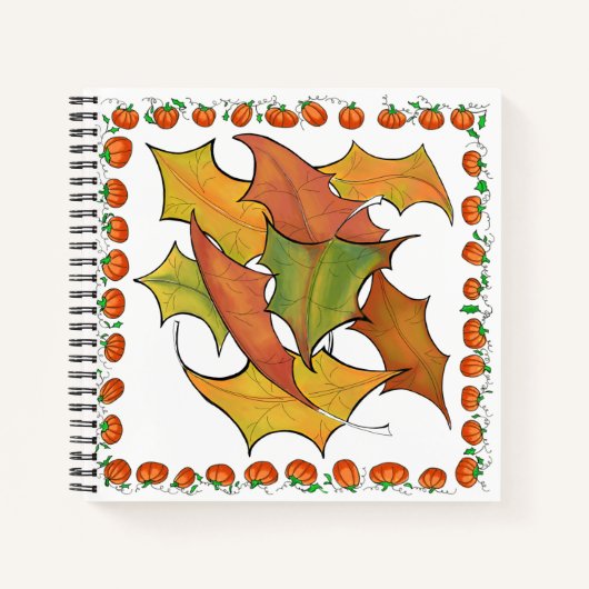 Farbenfrohe Herbstleaves Pumpkins Sketch Notizblock (Vorderseite)