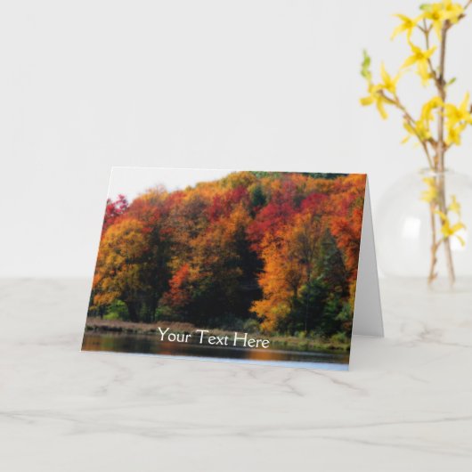 Farbenfrohe Herbstleaves Teichnatur Fotokarte Karte (Gelbe Blume)