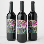 Farbenfrohe Herbstmaple Blätter Blumen Weinetikett (Flaschen)