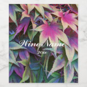 Farbenfrohe Herbstmaple Blätter Blumen Weinetikett (Einzelnes Label)