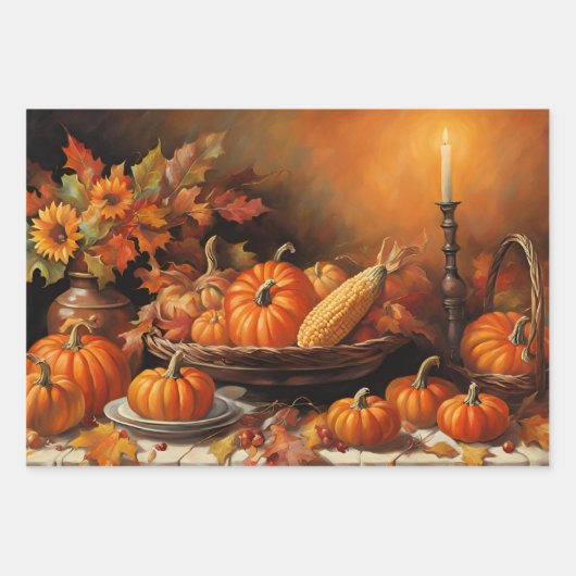 Farbenfrohe Herbstpumpen Geschenkpapier Set (Vorderseite 2)