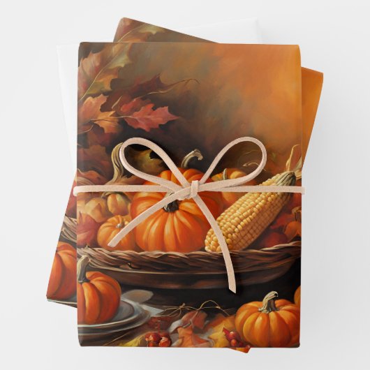 Farbenfrohe Herbstpumpen Geschenkpapier Set (Beispiel)