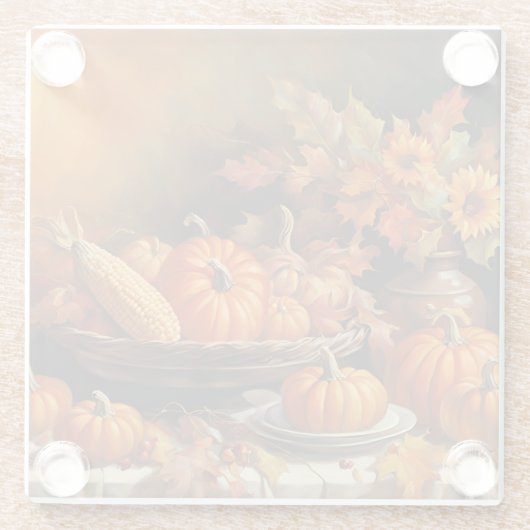 Farbenfrohe Herbstpumpen Glasuntersetzer (Rückseite)