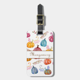 Farbenfrohe Herbstpumpen Individuelle Name Gepäcka Gepäckanhänger