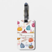 Farbenfrohe Herbstpumpen Individuelle Name Gepäcka Gepäckanhänger (Rückseite vertikal)