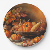 Farbenfrohe Herbstpumpen Pappteller (Vorderseite)