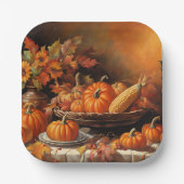 Farbenfrohe Herbstpumpen Pappteller (Vorderseite)