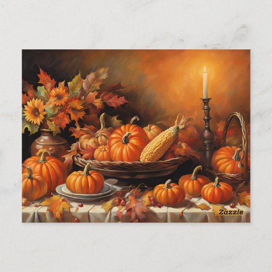 Farbenfrohe Herbstpumpen Postkarte (Rückseite)