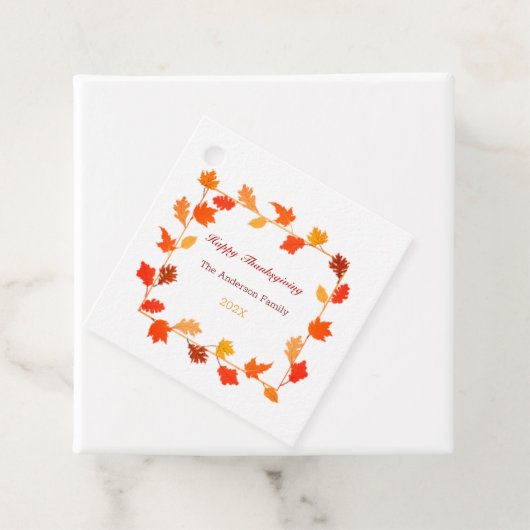 Farbenfrohe Herbstüberreste glücklich zum Erntedan Geschenkanhänger (Beispiel)