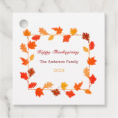 Farbenfrohe Herbstüberreste glücklich zum Erntedan Geschenkanhänger (Vorderseite)