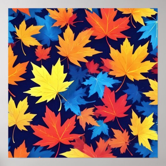 Farbenfrohe Herbstüberreste im dunkelblauen Hinter Poster (Vorne)