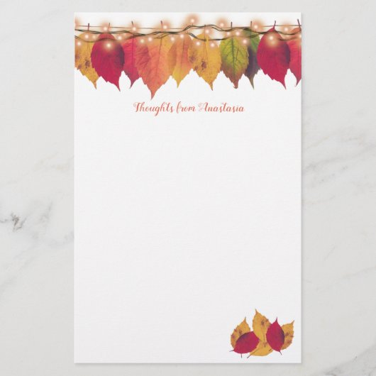 Farbenfrohe Herbstwoche Saisonale Blätter Feuerstr Briefpapier (Vorderseite)