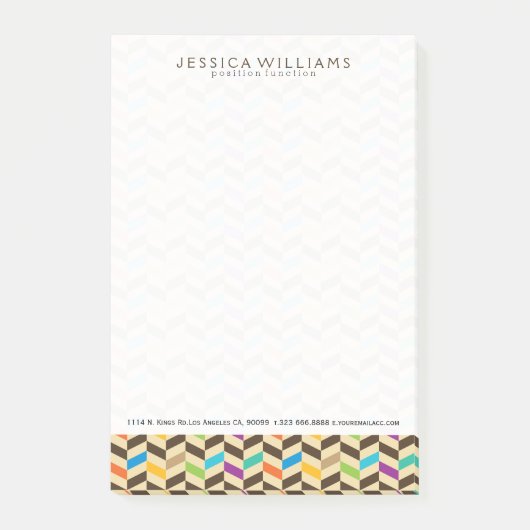 Farbenfrohe Herringbone Geometrie Modernes Muster Post-it Klebezettel (Vorderseite)