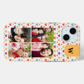 Farbenfrohe Herz-Custom Monogram 4-Fotos Case-Mate iPhone Hülle (Rückseite (Horizontal))