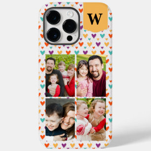 Farbenfrohe Herz-Custom Monogram 4-Fotos Case-Mate iPhone 14 Pro Max Hülle