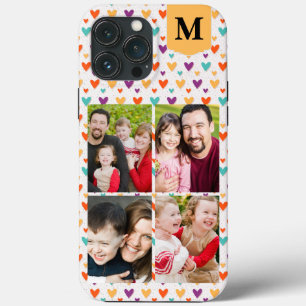 Farbenfrohe Herz-Custom Monogram 4-Fotos Case-Mate iPhone Hülle