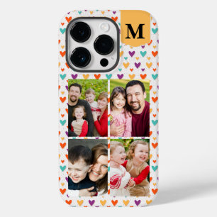 Farbenfrohe Herz-Custom Monogram 4-Fotos Case-Mate iPhone 14 Pro Hülle