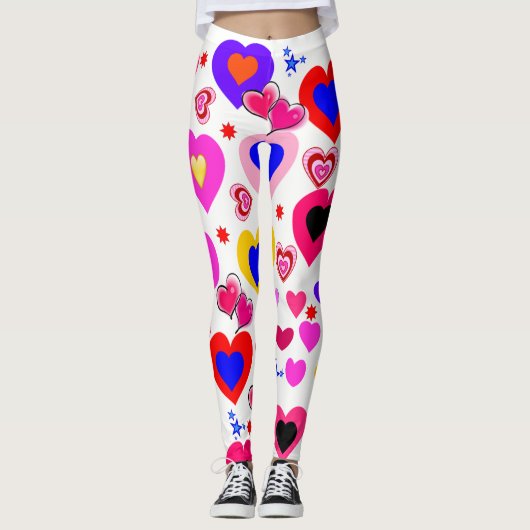 Farbenfrohe Herz-Leggings Leggings (Vorderseite)