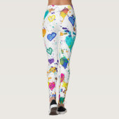 Farbenfrohe Herz-Liebe Paint Spritzer Leggings (Rückseite)
