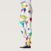 Farbenfrohe Herz-Liebe Paint Spritzer Leggings (Links)