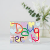 Farbenfrohe Herz Muster Fun Daughter Postkarte (Stehend Vorderseite)